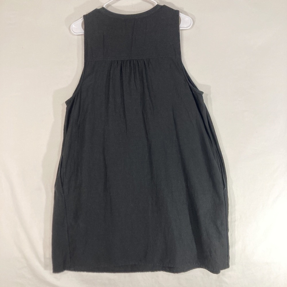 Sonoma Linen Pintucked Pleated Bib Pockets Little Black Mini Dress Womens 0X XL - Picture 11 of 11